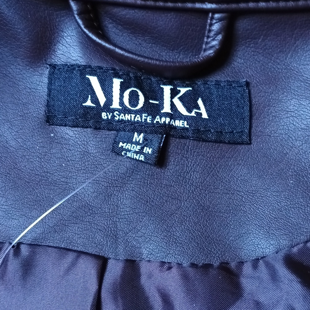 NEW Mo-Ka Faux Leather Jacket Lined Zip Pockets Chocolate Burgundy Plum Small - Picture 9 of 16